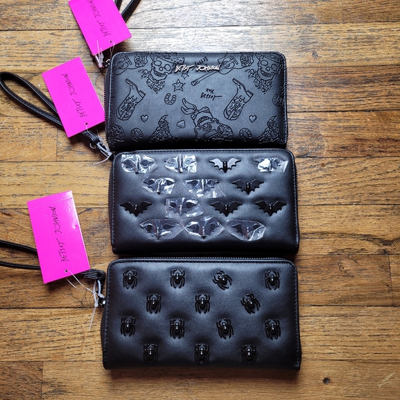 Betsey Johnson Wallet Trio Halloween Designs, all in black - Picture 1 of 5